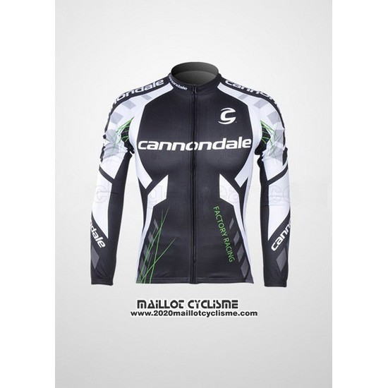 2012 Maillot Ciclismo Cannondale Noir et Blanc Manches Longues et Cuissard